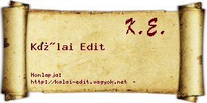 Kálai Edit névjegykártya
